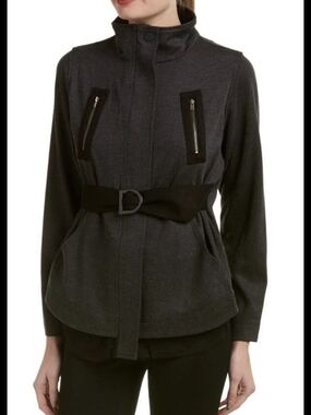 Cabi Modern Mesh Back Charcoal Full Zip Jacket
